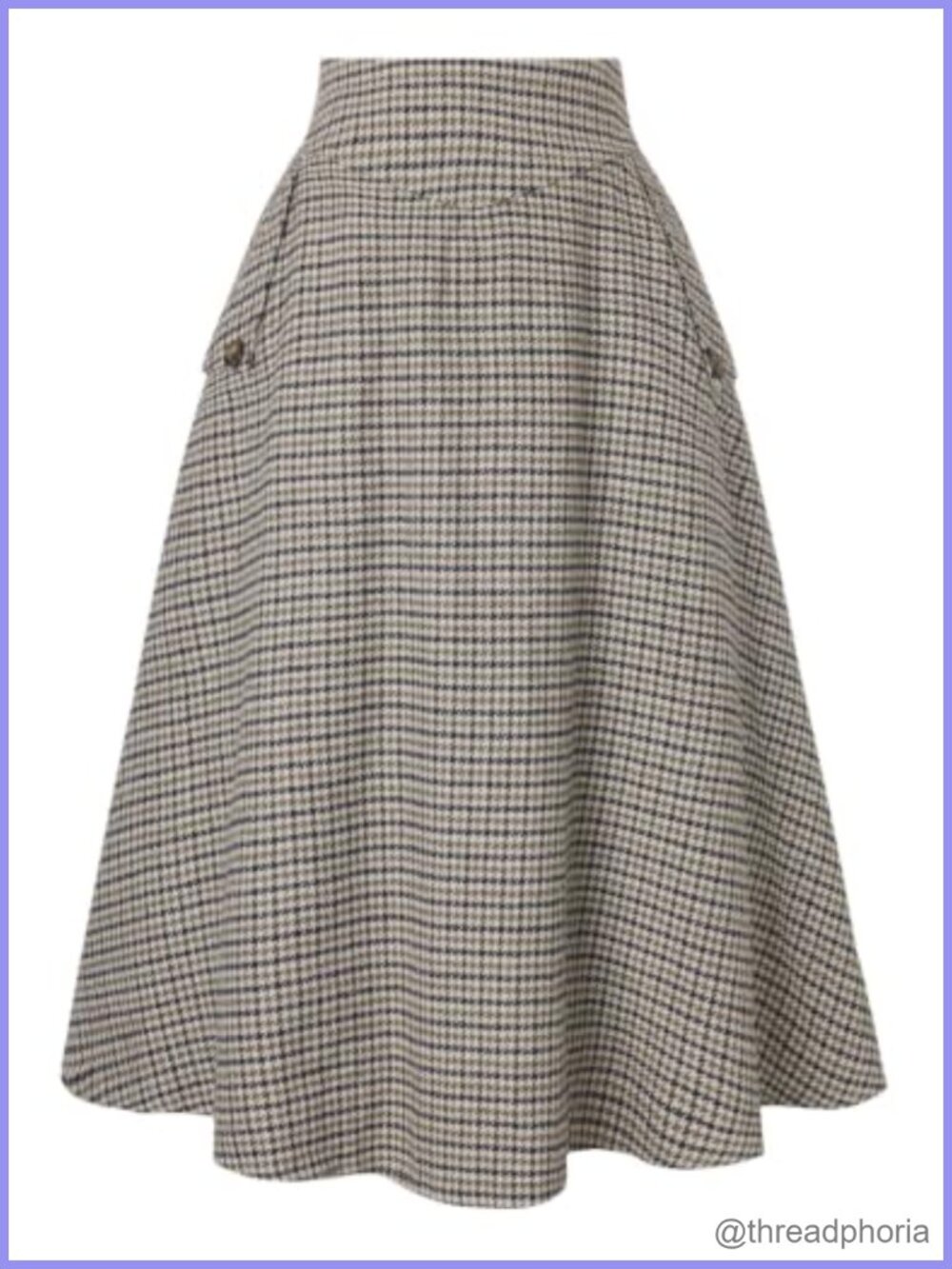 Plaid High Waist Elastic A Line Midi Skirt with Pockets